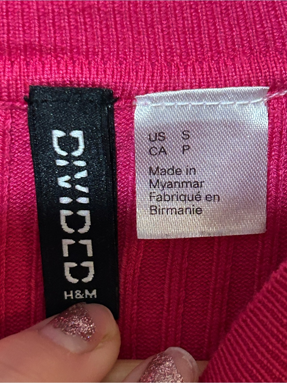 H&M Divided Raspberry Pink Ribbed Cropped Sweater Small - Picture 5 of 7